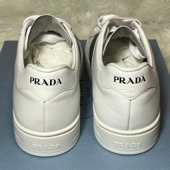 PRADA Calzature Donna Logo Stripe Leather Sneakers - Picture 6 of 13